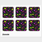 Retro 80's Neon Shapes Glossy Square Sticker (Blatt)