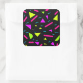 Retro 80's Neon Shapes Glossy Square Sticker (Tasche)