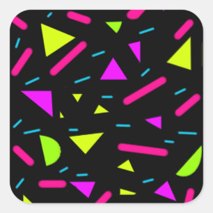 Retro 80's Neon Shapes Glossy Square Sticker