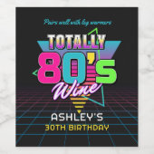 Retro 80's Neon Vintager Geburtstag Weinetikett (Einzelnes Label)