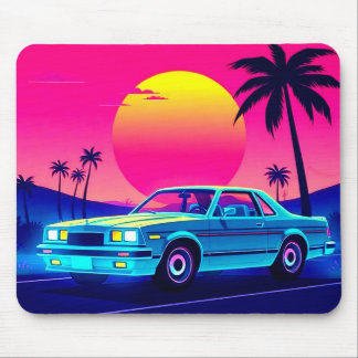 Retro 80s Outrun Sunset XL Gaming Desk Mat Mousepad