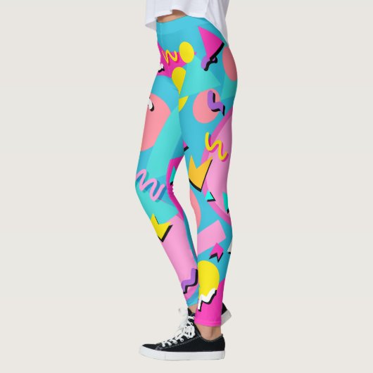 Retro 80s Pattern Leggings Vibrant Colourful (Links)