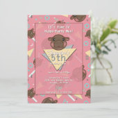 Retro 80's Pink Baby Hippo Birthday Einladung (Stehend Vorderseite)