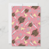 Retro 80's Pink Baby Hippo Birthday Einladung (Rückseite)