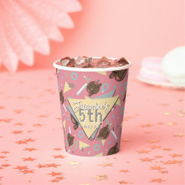 Retro 80's Pink Baby Hippo Geburtstag Pappbecher