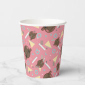 Retro 80's Pink Baby Hippo Geburtstag Pappbecher (Rückseite)