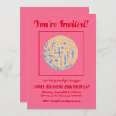 Retro 80s Pink Blue Yellow Disco 50th Birthday Einladung (Vorne/Hinten)