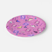 Retro 80's Pink Tamagotchi Pappteller (Schrägansicht)