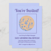 Retro 80s Purple Blue Yellow Disco 50th Birthday Einladung (Vorne/Hinten)