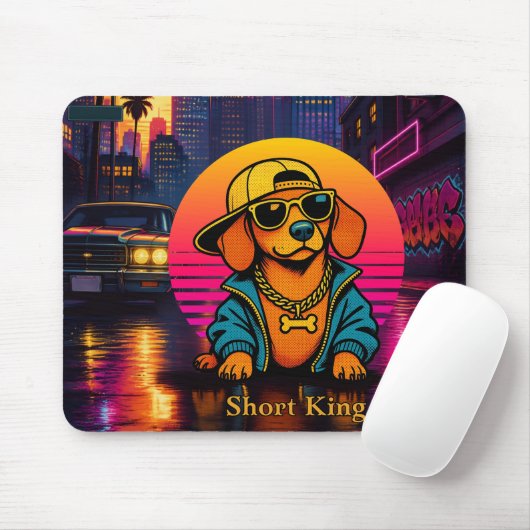 Retro 80s Short King Dachshund Mouse Pad Mousepad (Mit Mouse)