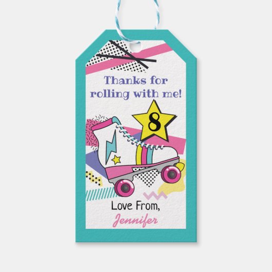 Retro 80's Skate Party Geburtstag Vielen Dank Geschenkanhänger (Vorderseite)