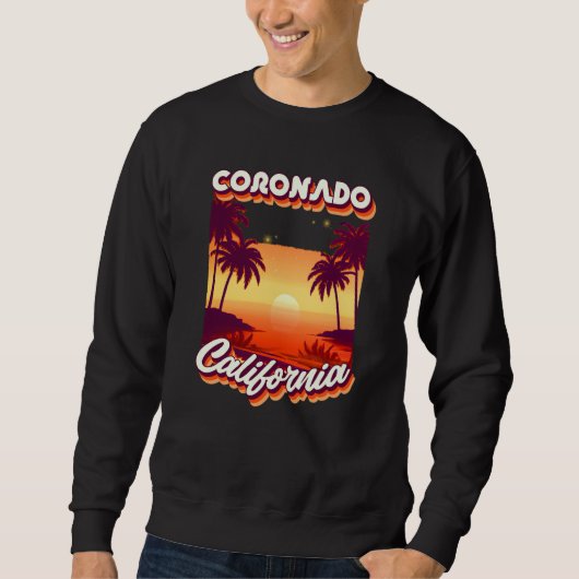 Retro 80's Style Coronado Palm Tree California Sur Sweatshirt (Vorderseite)