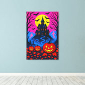Retro 80s Style Halloween Pop Art Leinwanddruck (Insitu (Holzboden))
