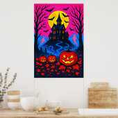 Retro 80s Style Halloween Pop Art Poster (Küche)