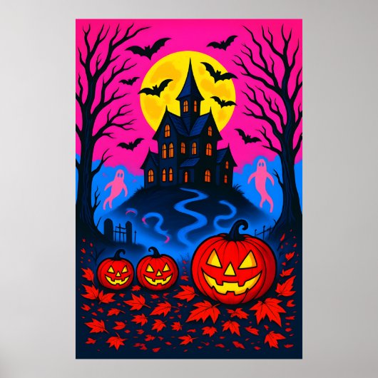 Retro 80s Style Halloween Pop Art Poster (Vorne)
