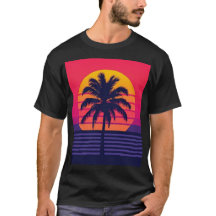 Retro 80s Sunset Palm Tree Synthwave Art