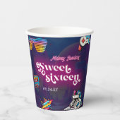 Retro 80's Sweet 16 Birthday Party Pappbecher (Vorderseite)