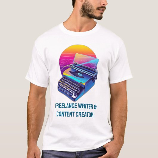 Retro 80s Synthwave Freelance Writer T-Shirt (Vorderseite)
