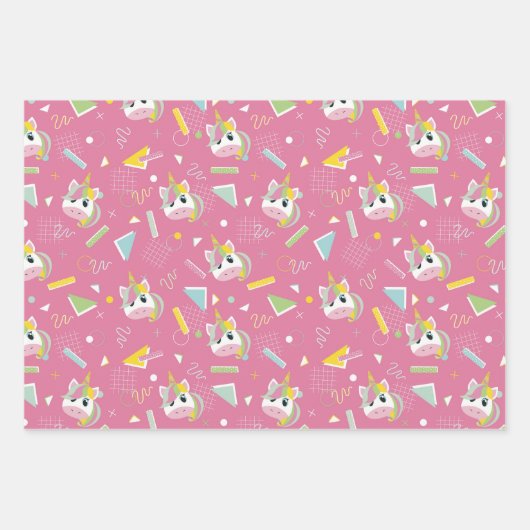 Retro 80's Unicorn Geschenkpapier Set (Vorderseite 2)