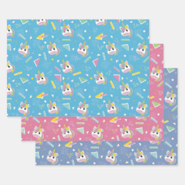 Retro 80's Unicorn Geschenkpapier Set