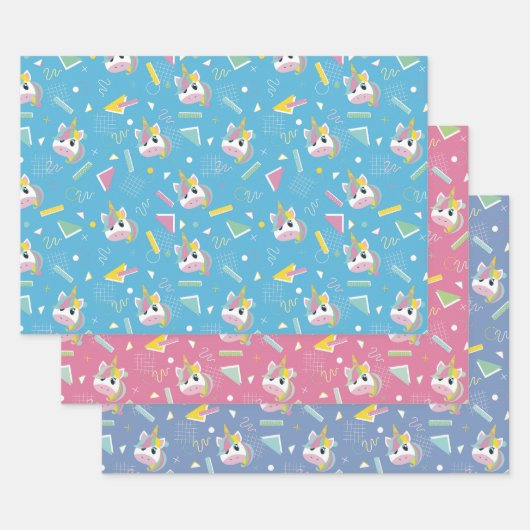 Retro 80's Unicorn Geschenkpapier Set (Set)