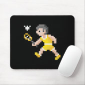 Retro 80s Video Game Pixel Art Badminton Player  Mousepad (Mit Mouse)