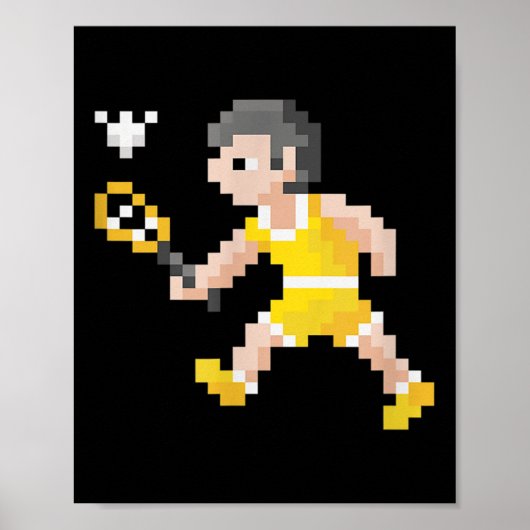 Retro 80s Video Game Pixel Art Badminton Player  Poster (Vorne)