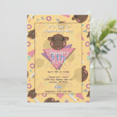 Retro 80's Yellow Baby Hippo Birthday Einladung (Stehend Vorderseite)