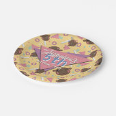 Retro 80's Yellow Baby Hippo Geburtstag Pappteller (Schrägansicht)