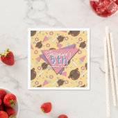 Retro 80's Yellow Baby Hippo Geburtstag Serviette (Beispiel)