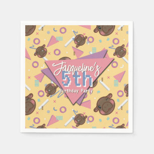 Retro 80's Yellow Baby Hippo Geburtstag Serviette