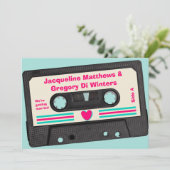 Retro 80ties Music Mix Tape Wedding Einladung (Stehend Vorderseite)