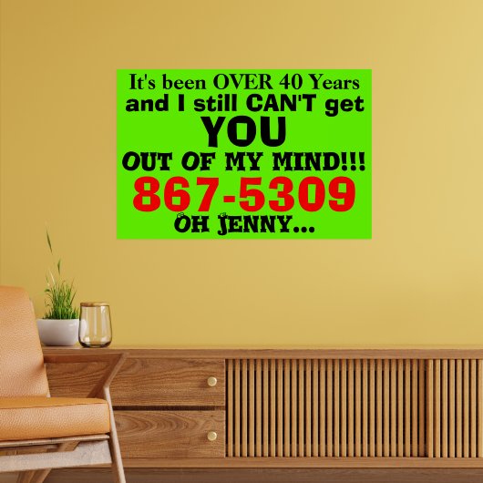 Retro 867 5309 Generic Jenny Number 80's Green Red Poster (Wohnzimmer 2)