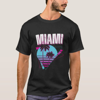 Retro 89's Stil Sonnenuntergang und Palmen Bäume M T-Shirt