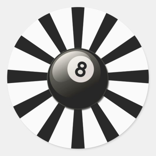 RETRO 8 BALL RUNDER AUFKLEBER (Vorderseite)