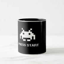Retro-8-Bit-Arcade-Press-Start-Gamer-Zweifarben-Ta