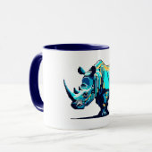 Retro 8-Bit Arcade Rhinoceros Pixel Art Geek Tasse (Vorderseite Links)
