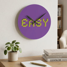 Retro 8-Bit EASY Wanduhr - Lila & Pink Cyberp