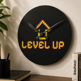 Retro 8-Bit EASY Wanduhr - Schwarz
