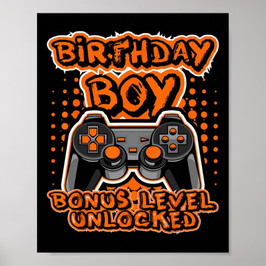 Retro-8-Bit-Gaming Orange-Videospielcontroller Bi Poster (Vorne)