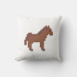 Retro-8-Bit-Pixel-Art-Braunes-Pferd Kissen