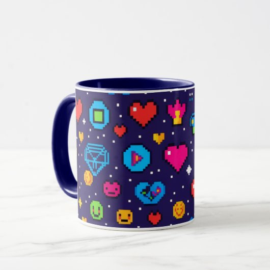 Retro 8-Bit Pixel Art Gaming Ceramic Mug Tasse (Vorderseite Links)