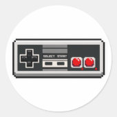 Retro-8-Bit-Pixel-Art-Spielcontroller-Aufkleber Runder Aufkleber (Vorderseite)