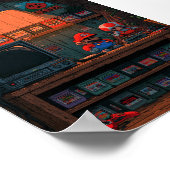 Retro-8-Bit-Pixel-Art-Spielzimmer  Poster (Ecke)