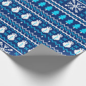 Retro 8 Bit Snowman Snowflake Geschenkpapier (Ecke)