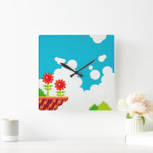 Retro 8-Bit Video Game Inspired Wall Clock Quadratische Wanduhr (Zuhause)
