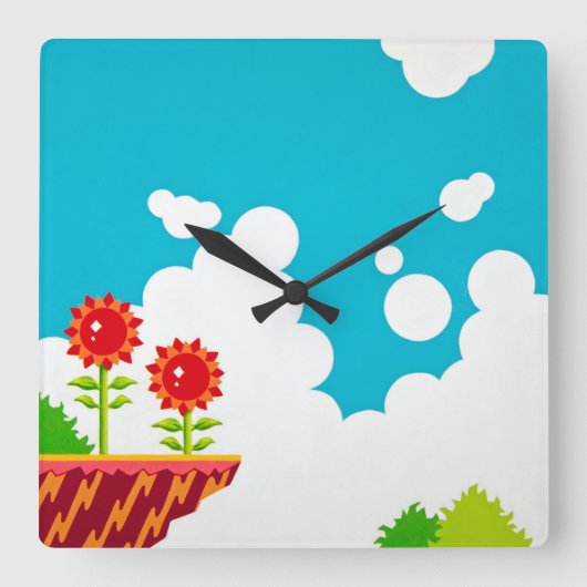 Retro 8-Bit Video Game Inspired Wall Clock Quadratische Wanduhr (Vorderseite)