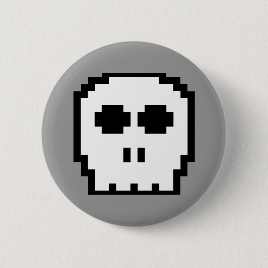 Retro 8-Bitschädel Button (Vorderseite)