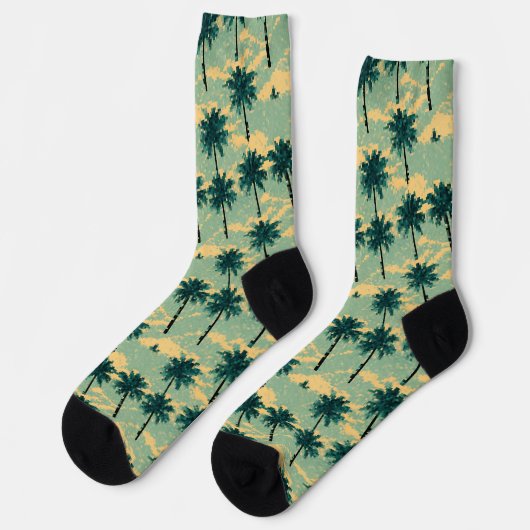 Retro 8bit Pixel Art Palm Tree Socken (Linkes Detail)