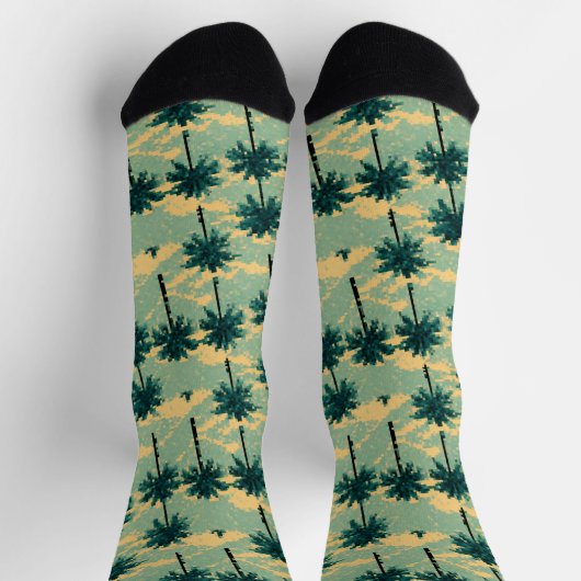 Retro 8bit Pixel Art Palm Tree Socken (Oben)